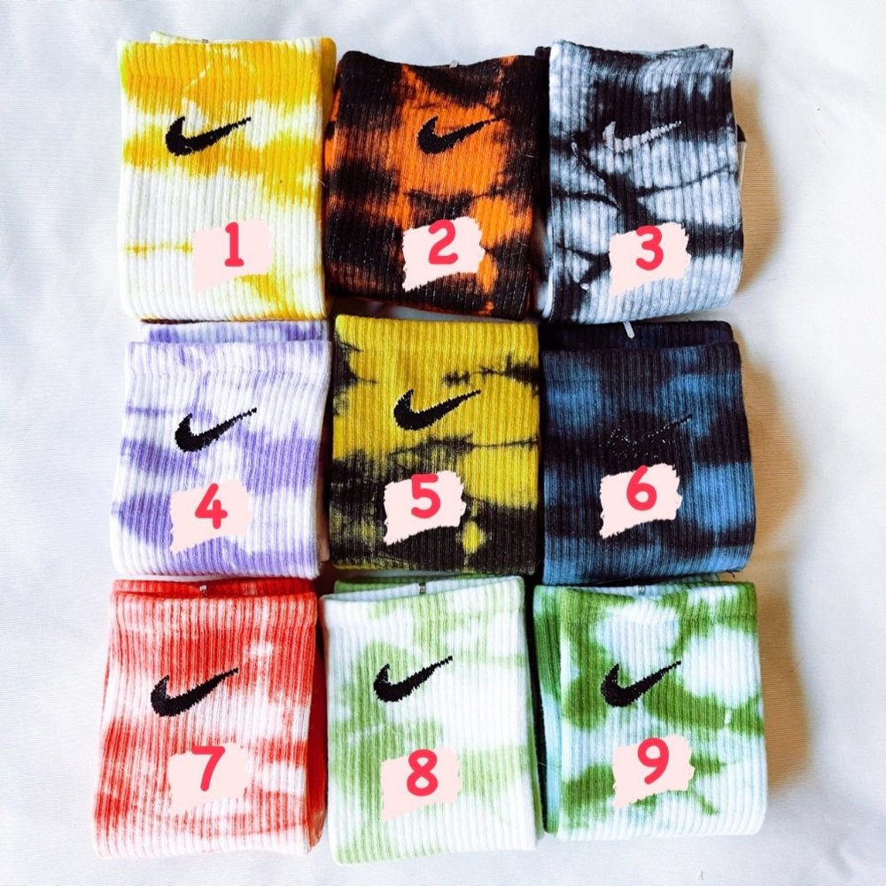 Tie Dye NIKE Custom Unisex Crew Cotton Socks - Picture 2 of 8